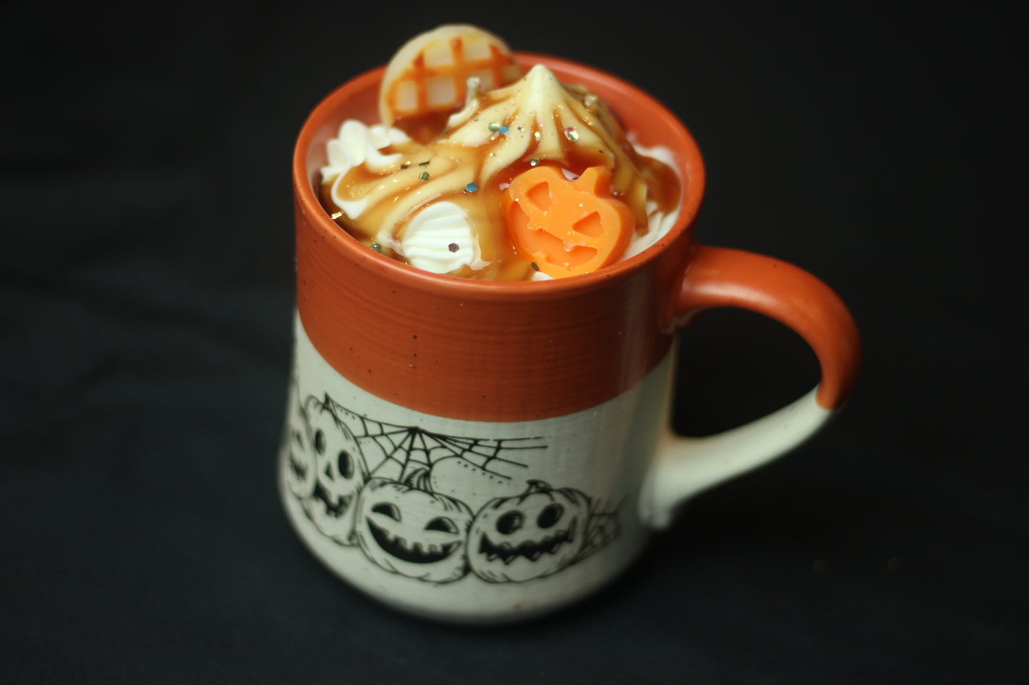 Bougie mug citrouille grès