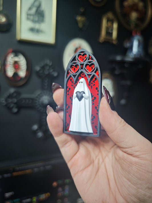 Magnet fantôme cathédrale rouge baroque arche coeur