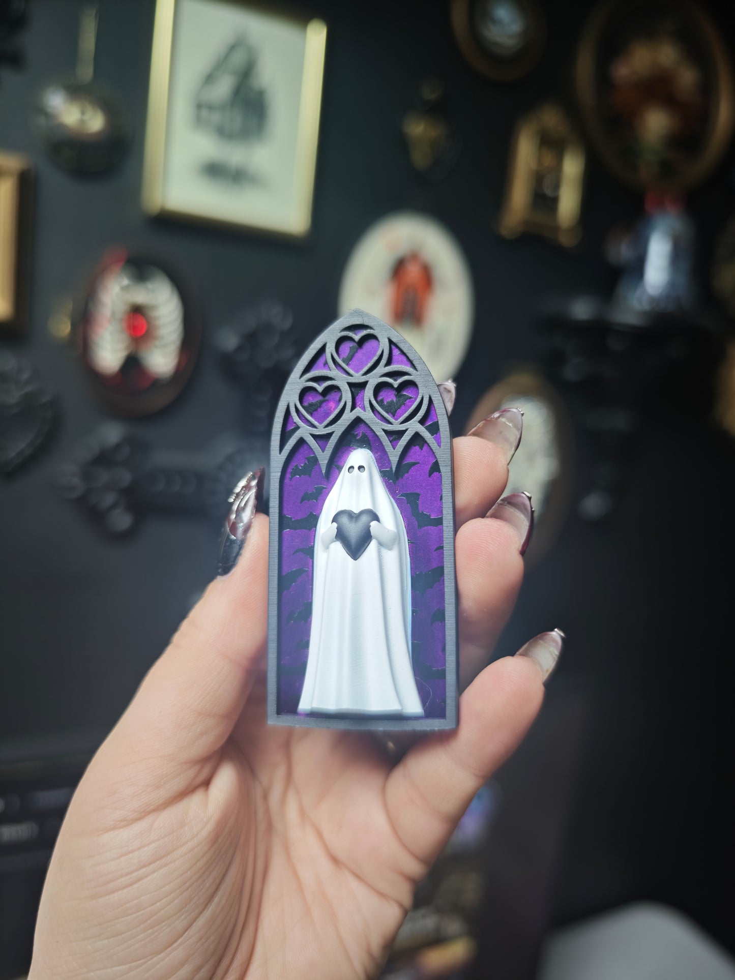 Magnet fantôme cathédrale violet chauve souris arche coeur