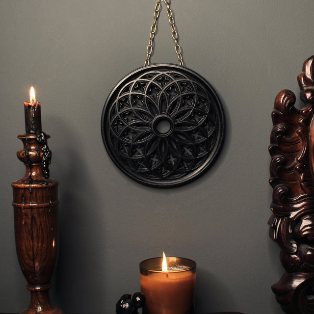 Rosace gothique noire avec chaîne (VINCENT)