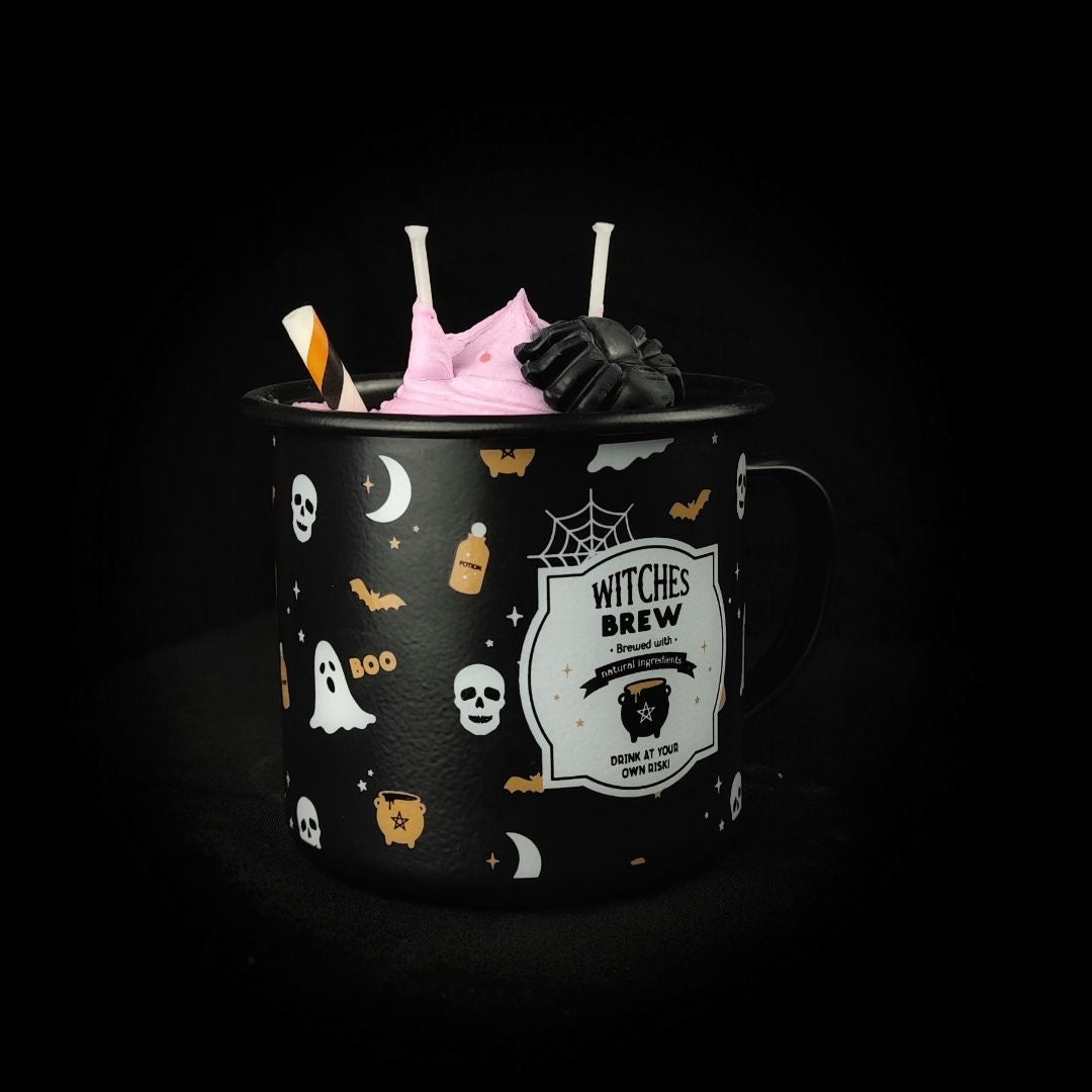 Bougie gourmande mug Witches brew email (muffin myrtilles)