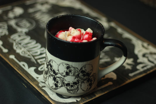 Bougie mug crâne grès
