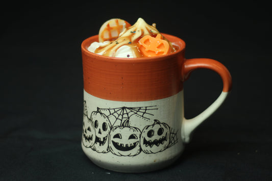 Bougie mug citrouille grès