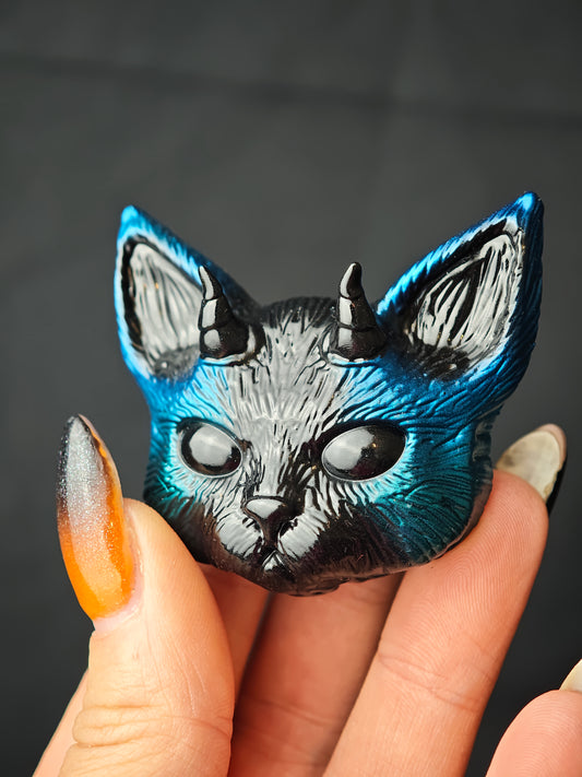 Magnet Evil cat noir bleu