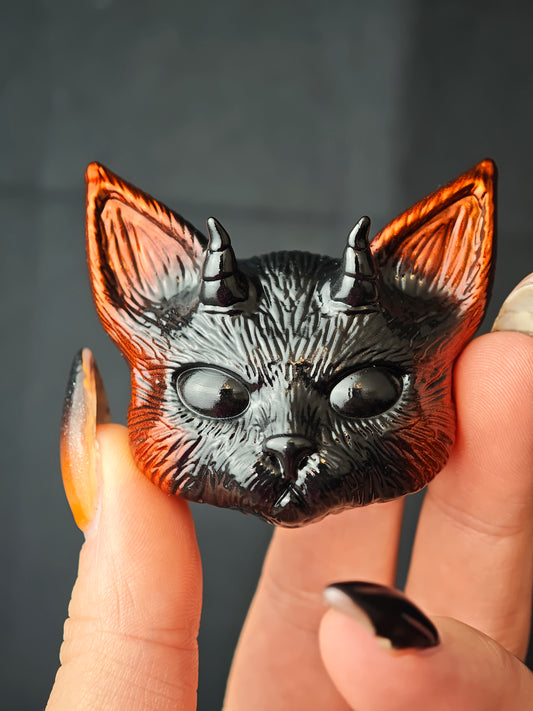 Magnet Evil cat noir orange