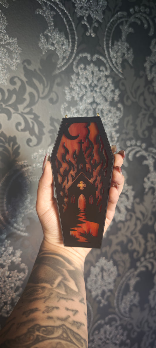 Cercueil verre rouge orange chapelle 2