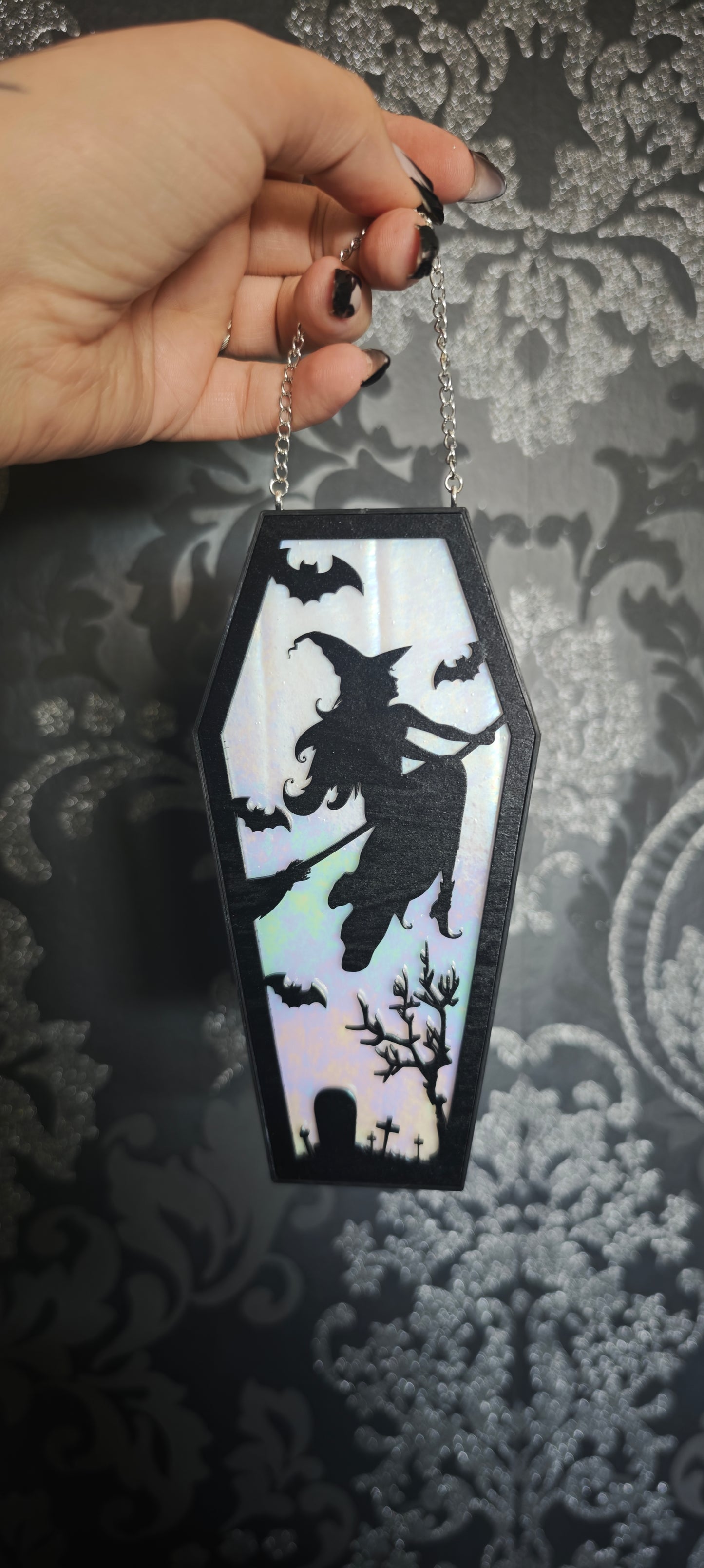 Cercueil verre sorcière blanc multichrome