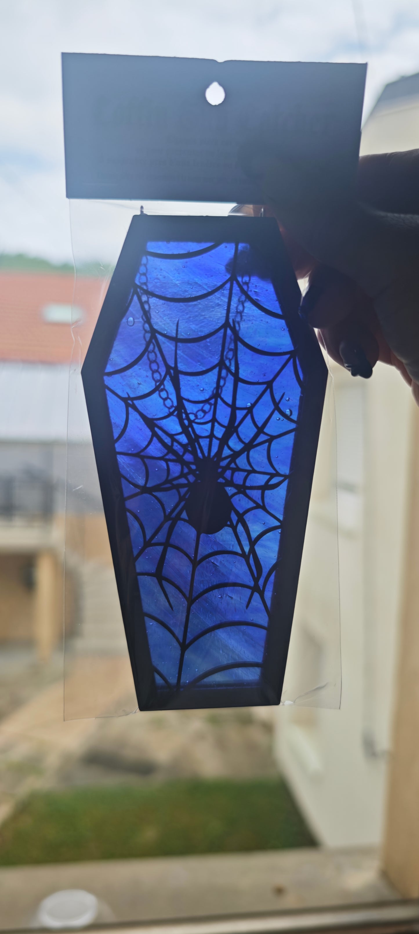 Cercueil verre araignée bleu multichrome