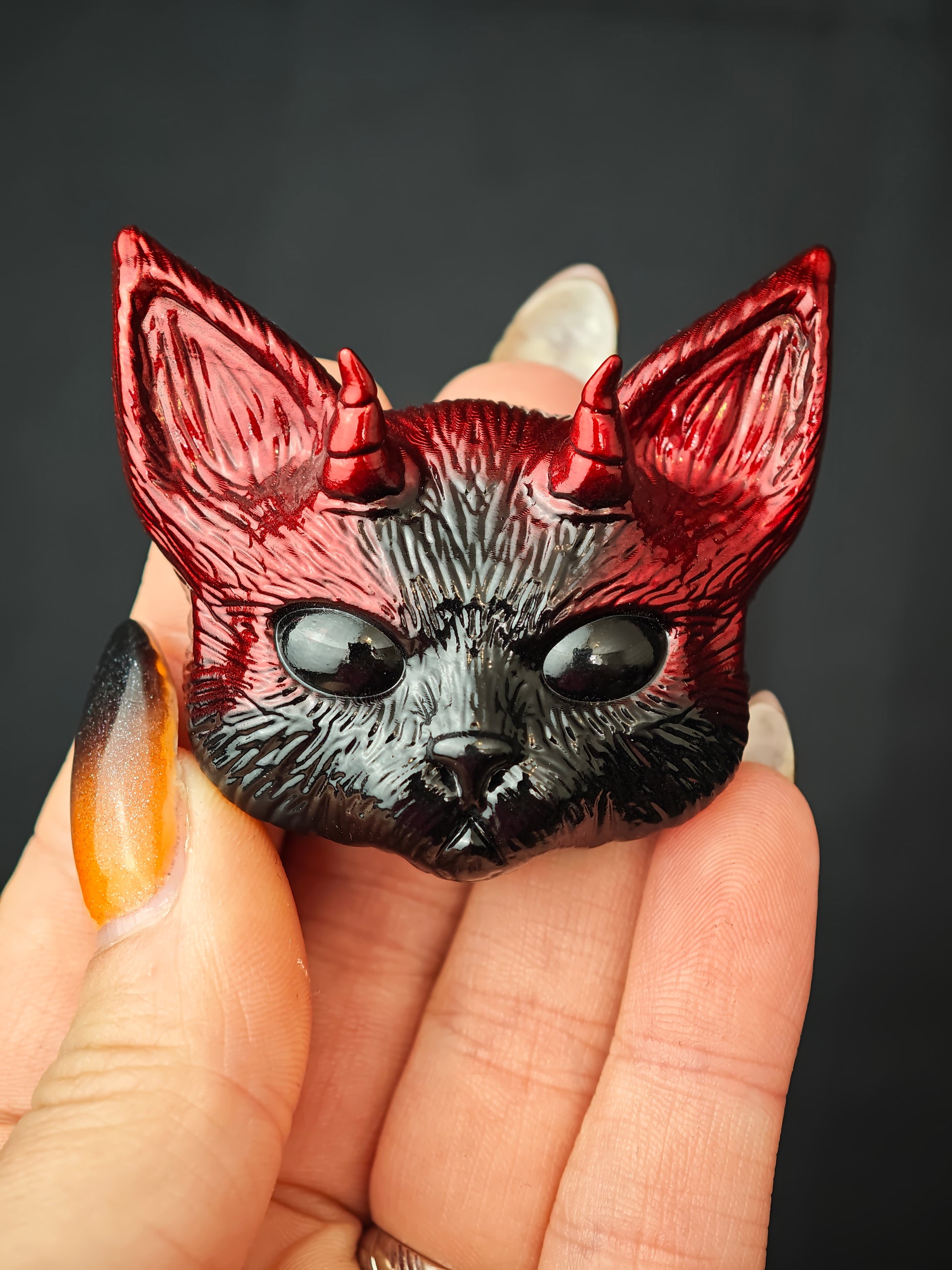 Feline Rouge Magnet Evil cat rouge noir 1 – douceursmacabres