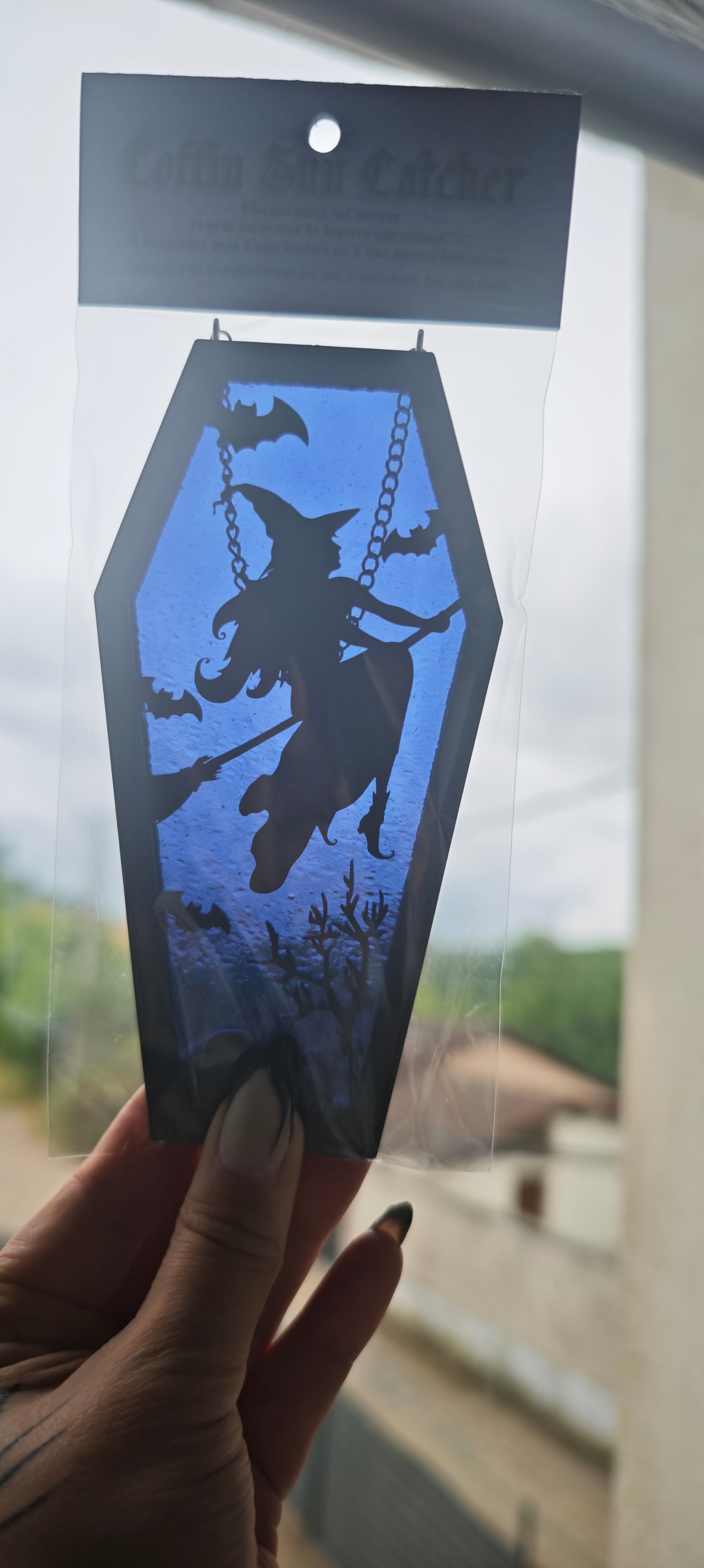 Cercueil verre sorcière bleu nuit
