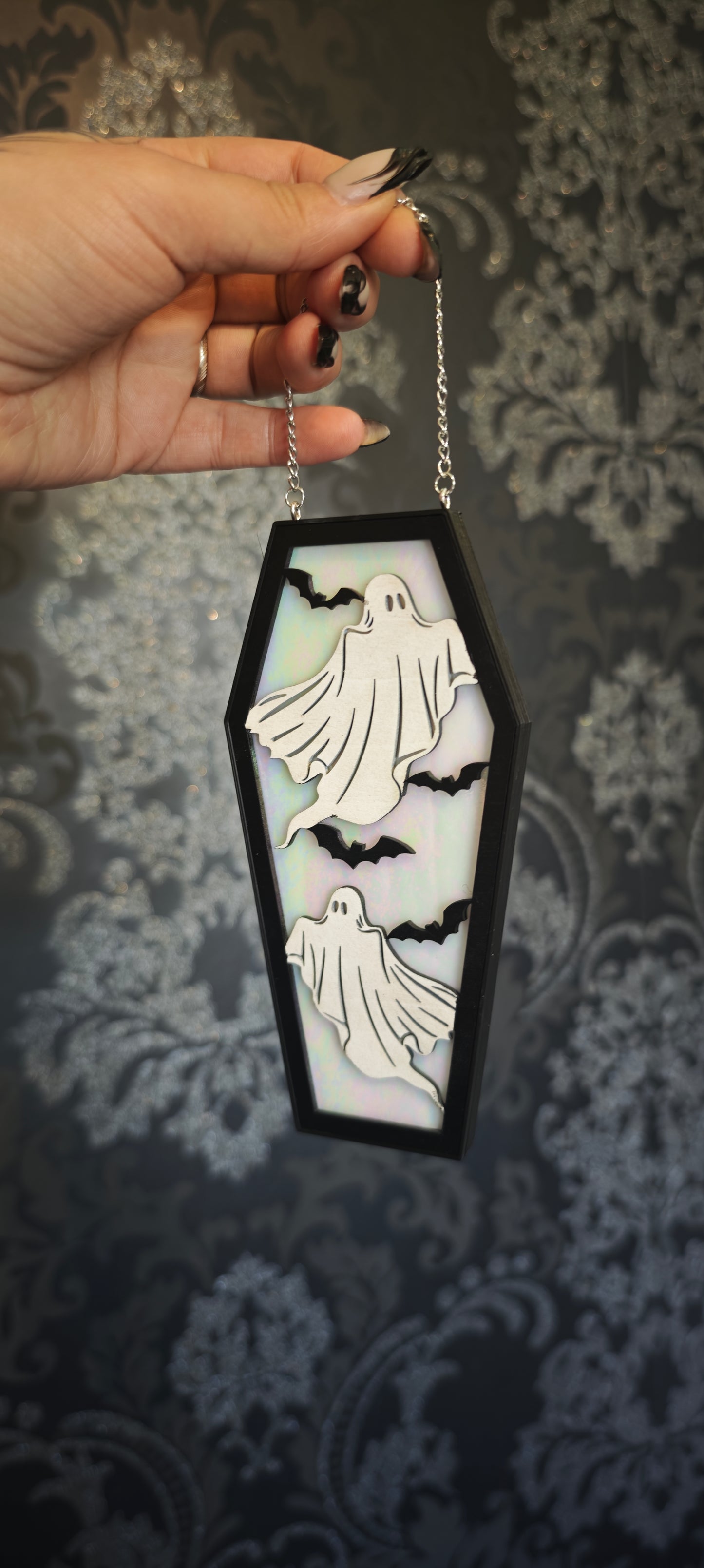 Cercueil verre blanc holographique fantômes