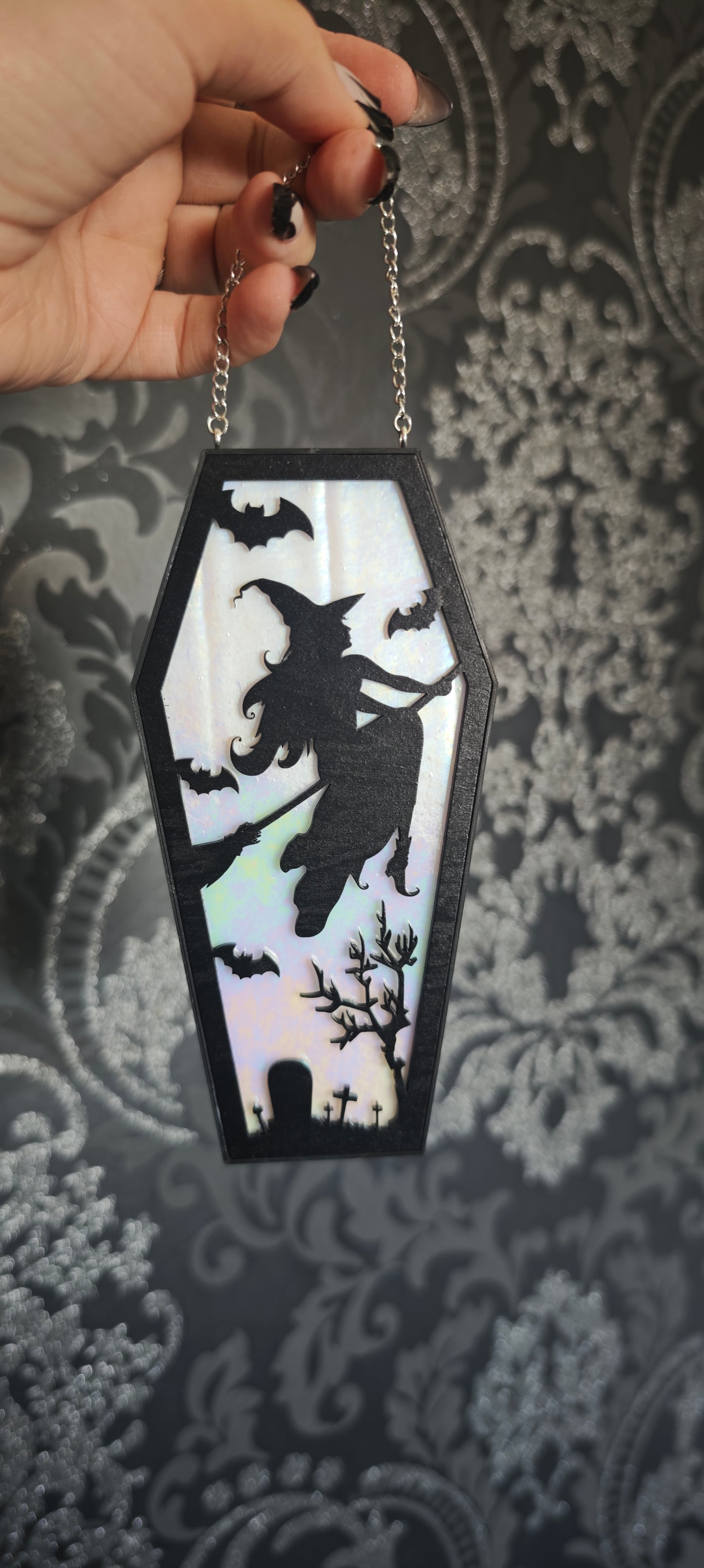 Cercueil verre sorcière blanc multichrome