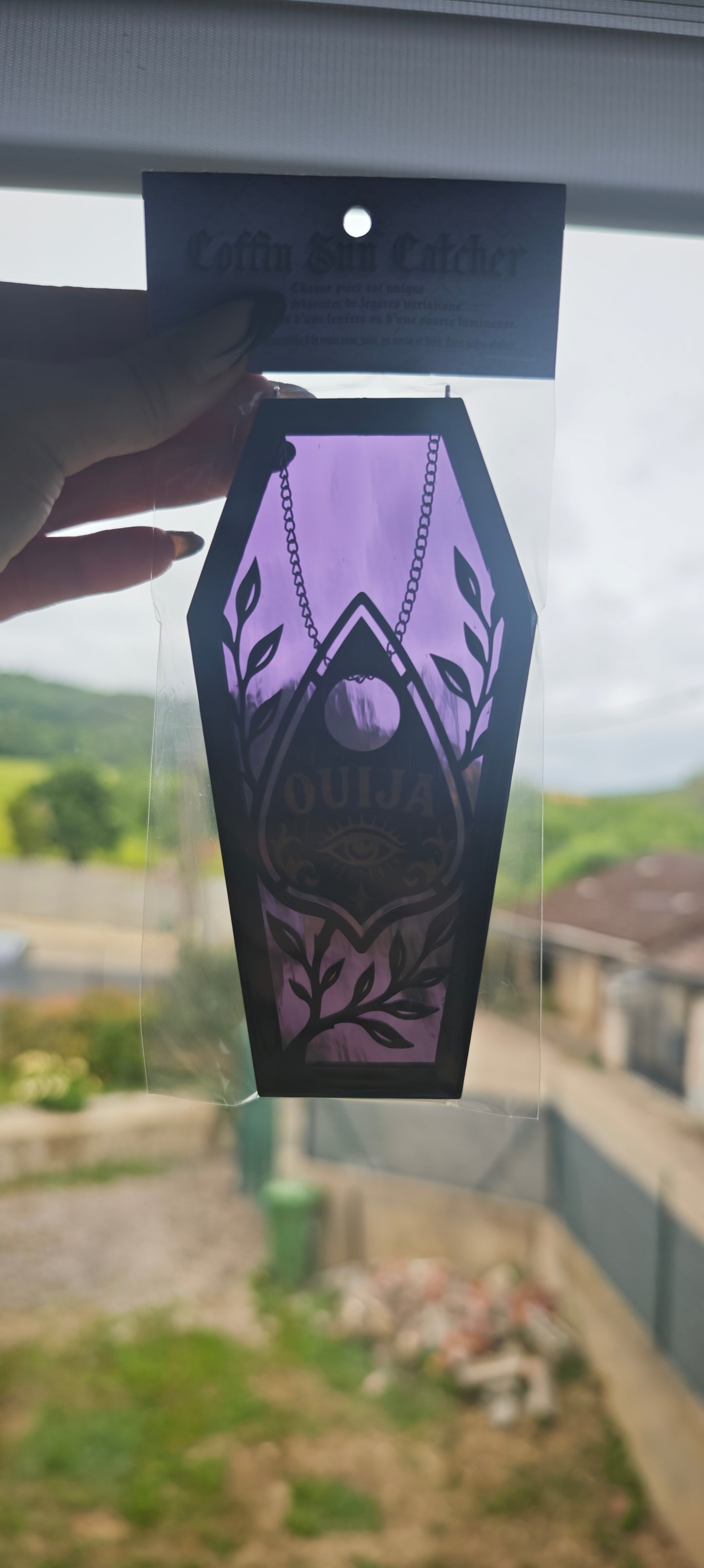 Cercueil verre violet Ouija gravure