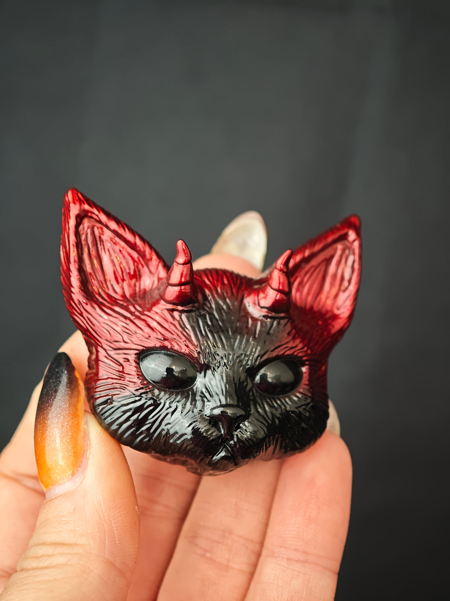 Feline Rouge Magnet Evil cat rouge noir 1 – douceursmacabres