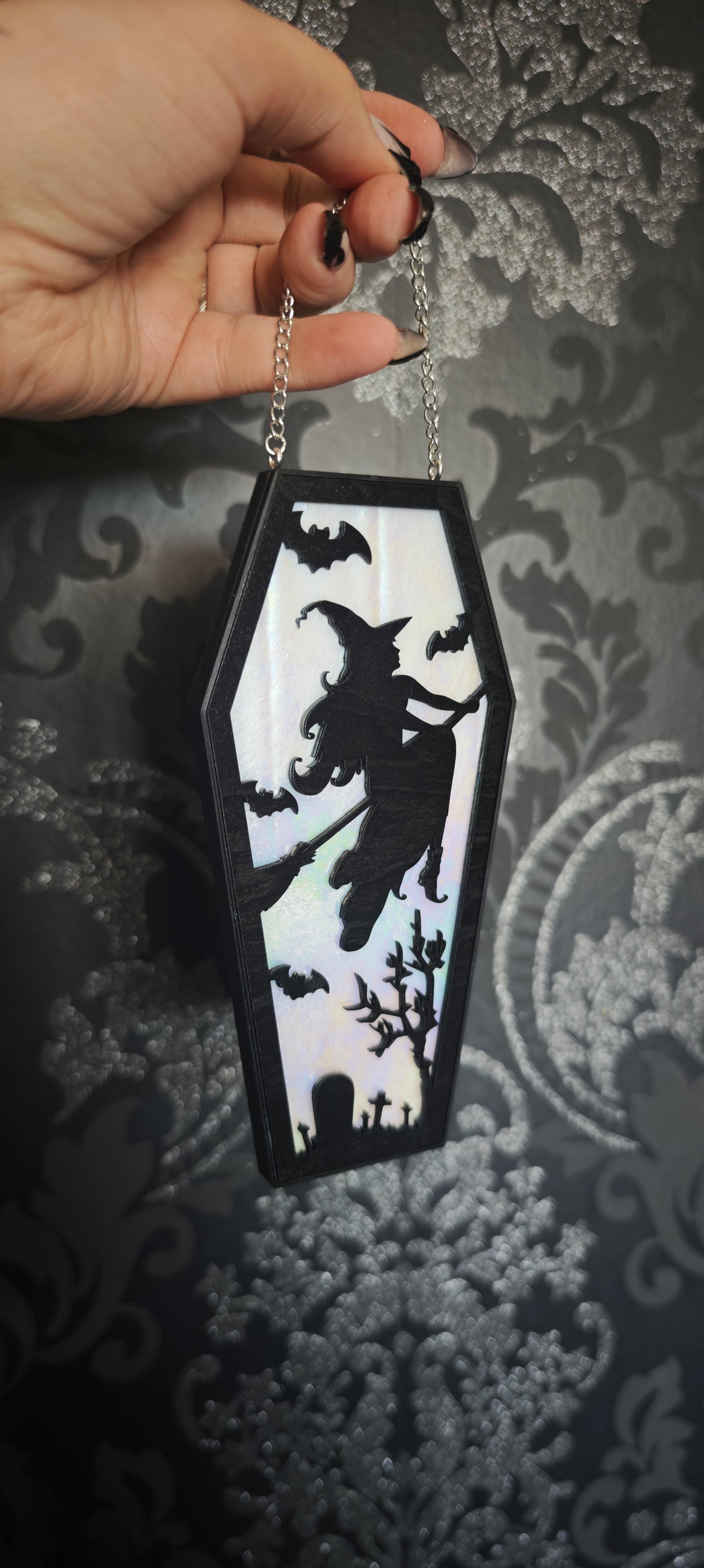 Cercueil verre sorcière blanc multichrome