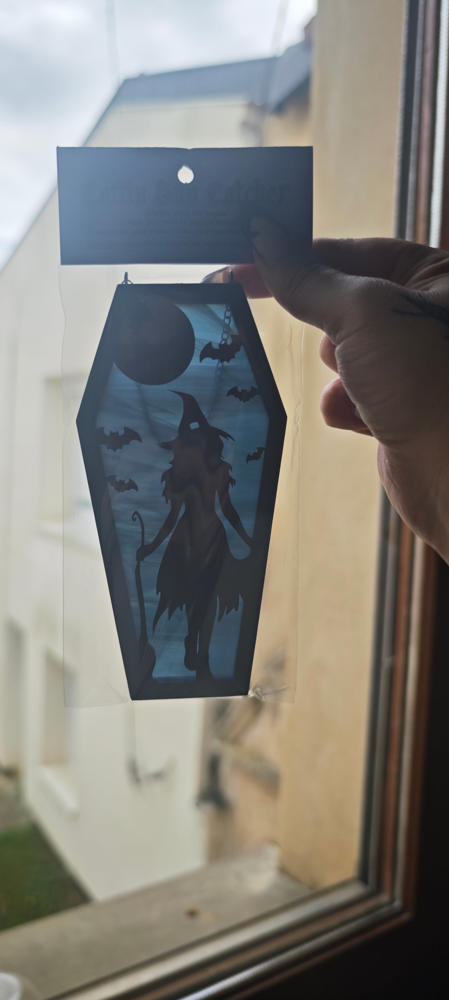 Cercueil verre sorcière bleu marbré