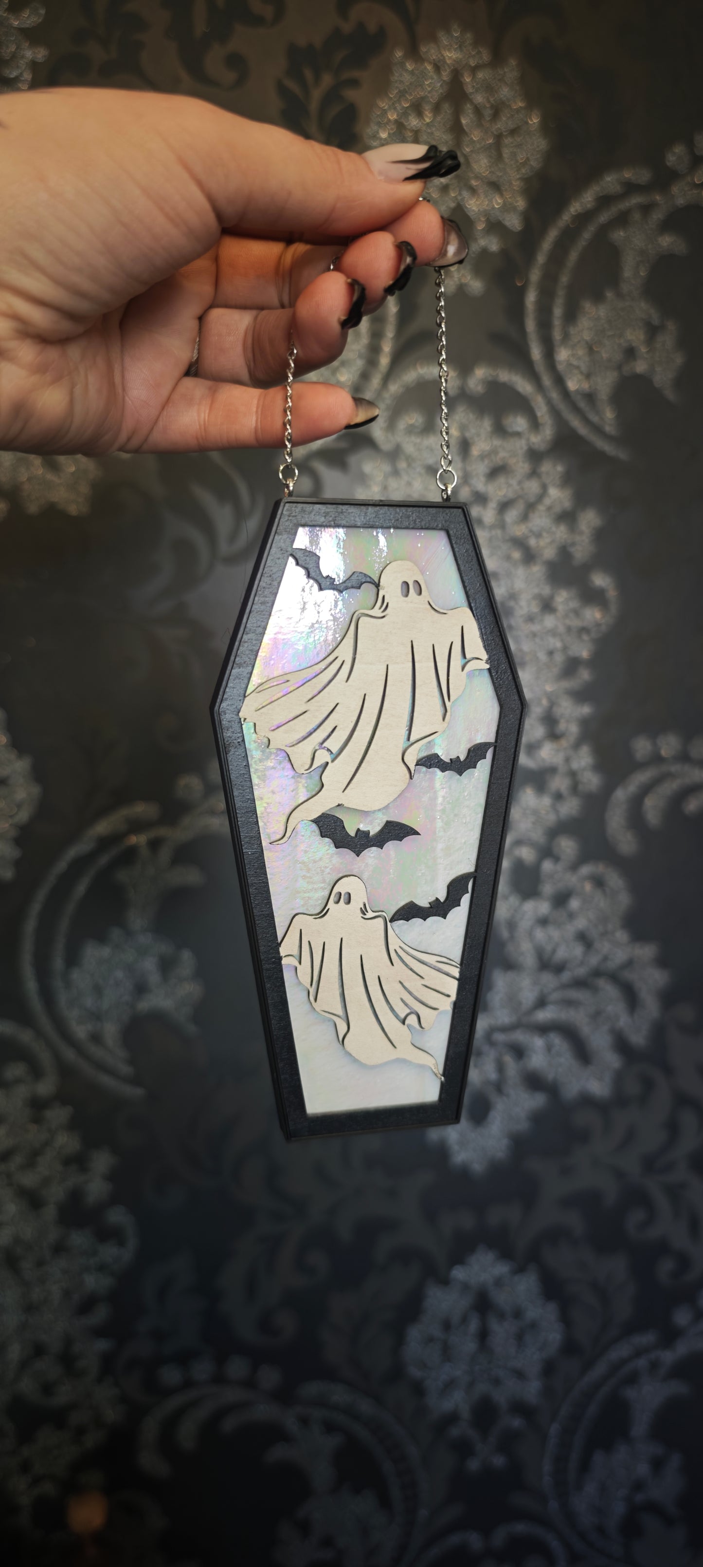 Cercueil verre blanc holographique fantômes