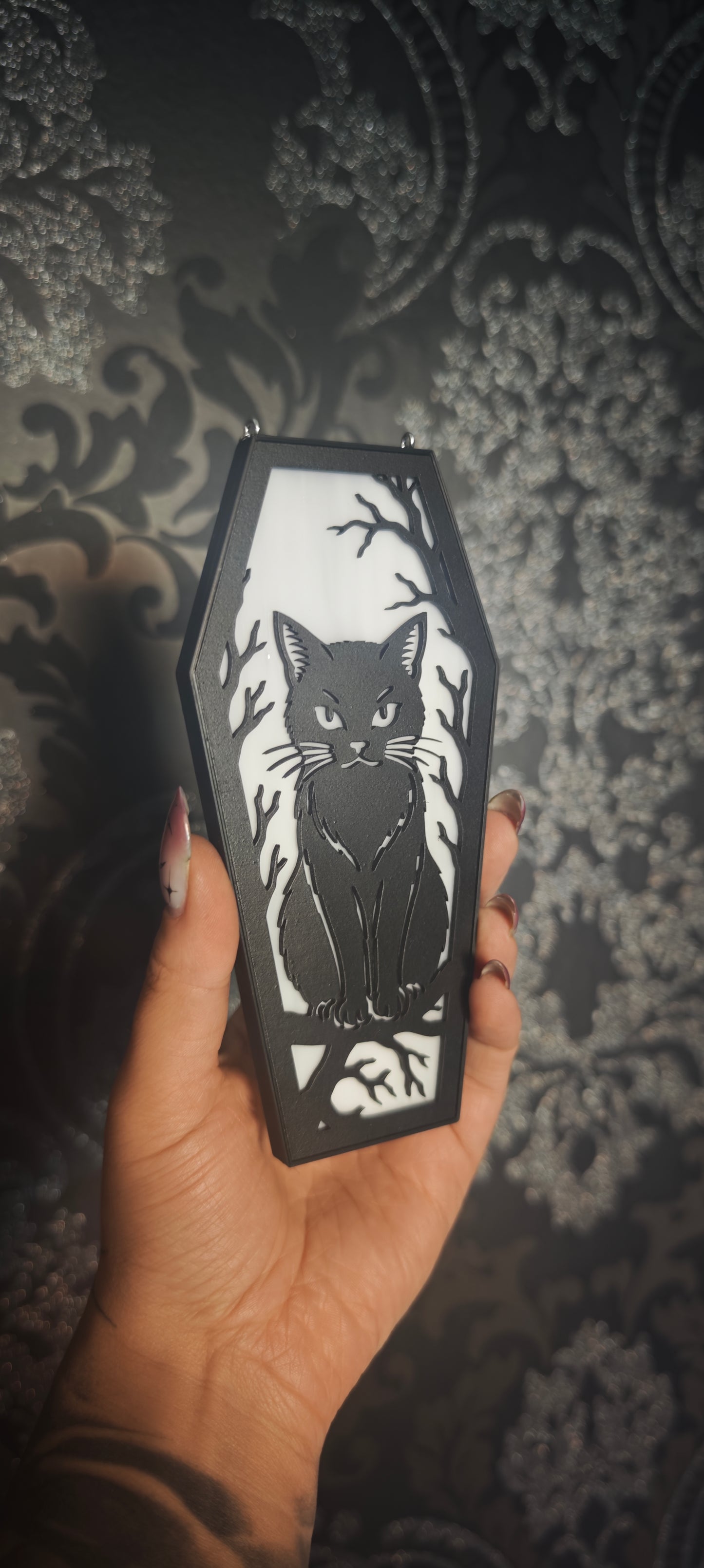 Cercueil verre blanc Chat