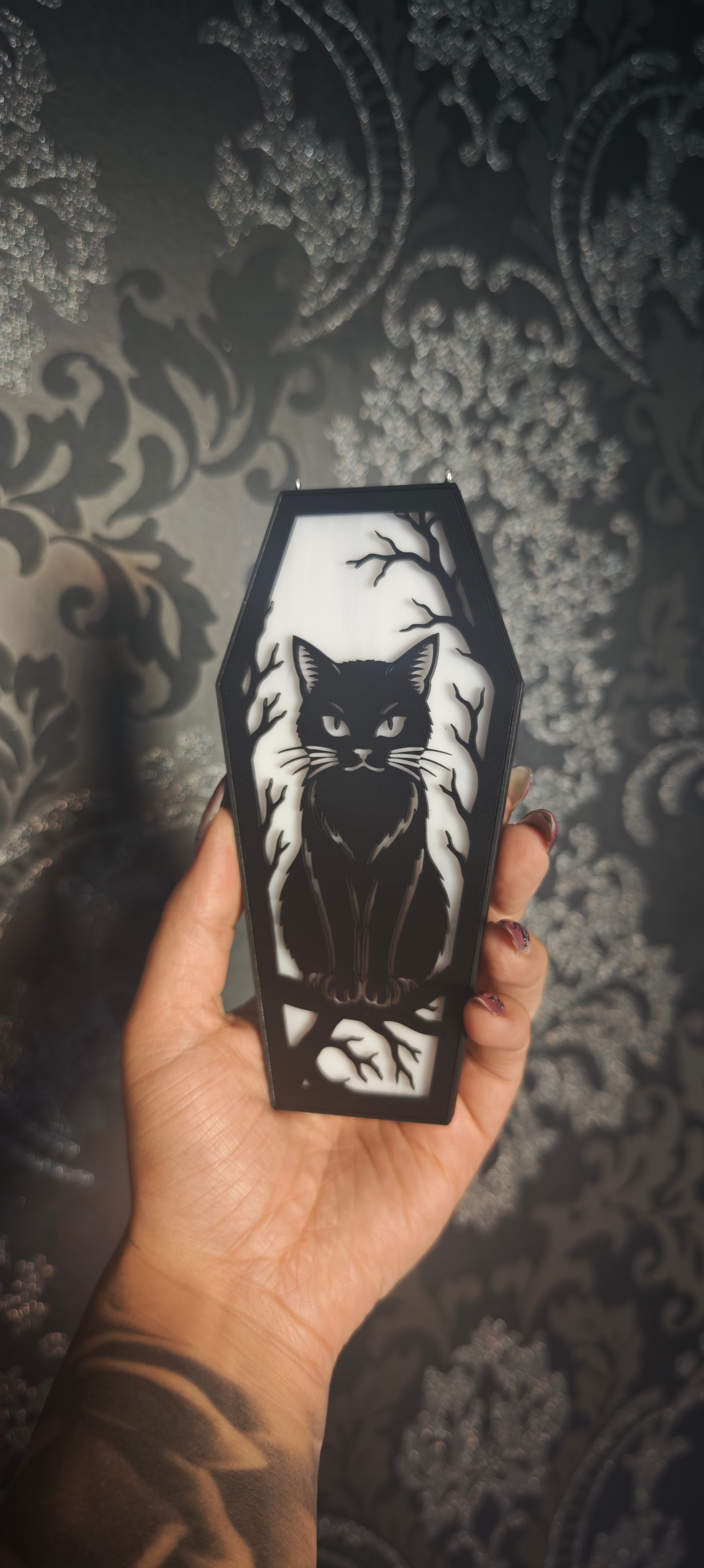 Cercueil verre blanc Chat