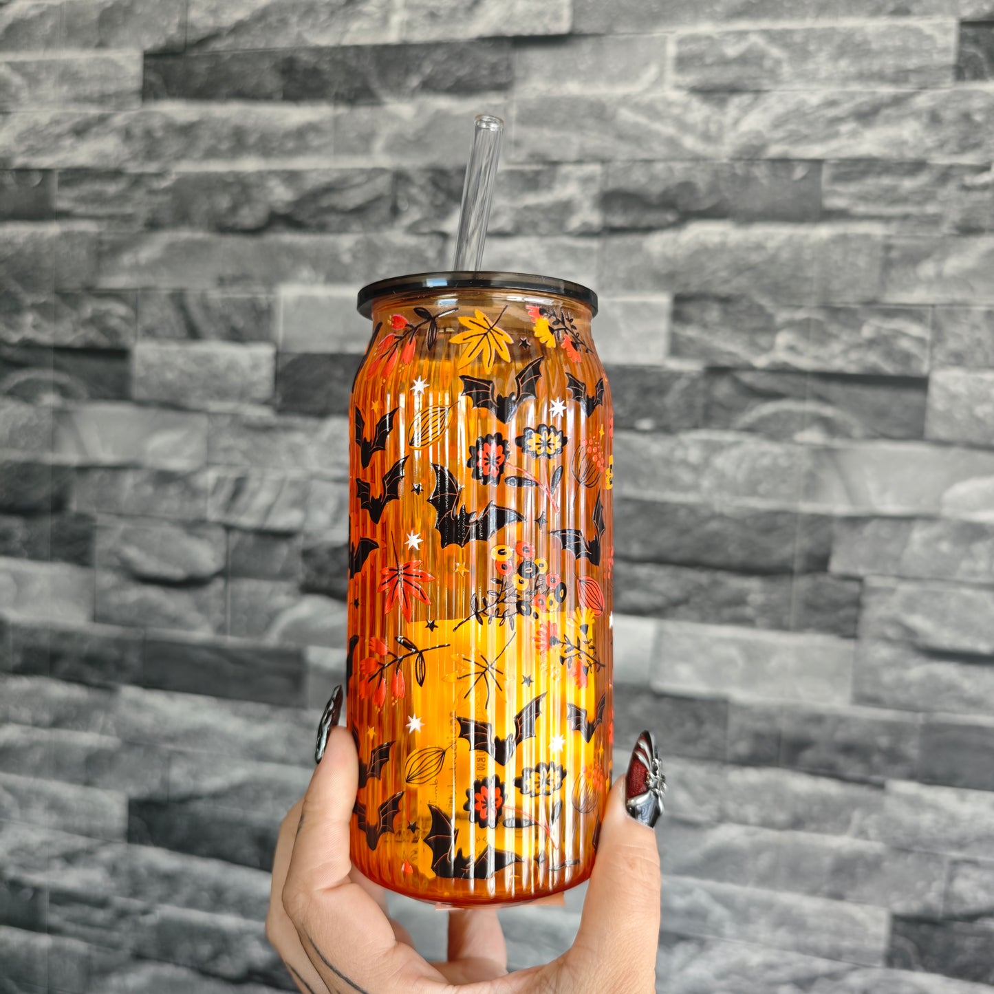 Verre Halloween couvercle + paille