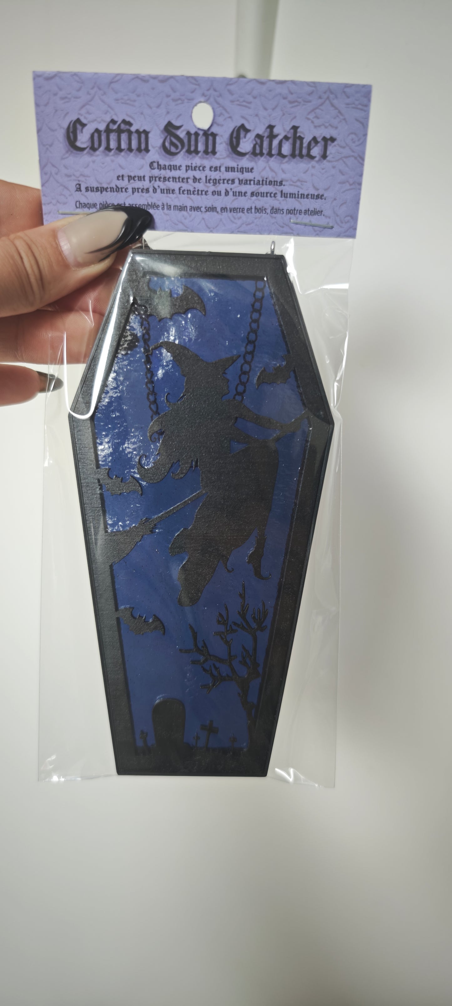 Cercueil verre sorcière bleu nuit