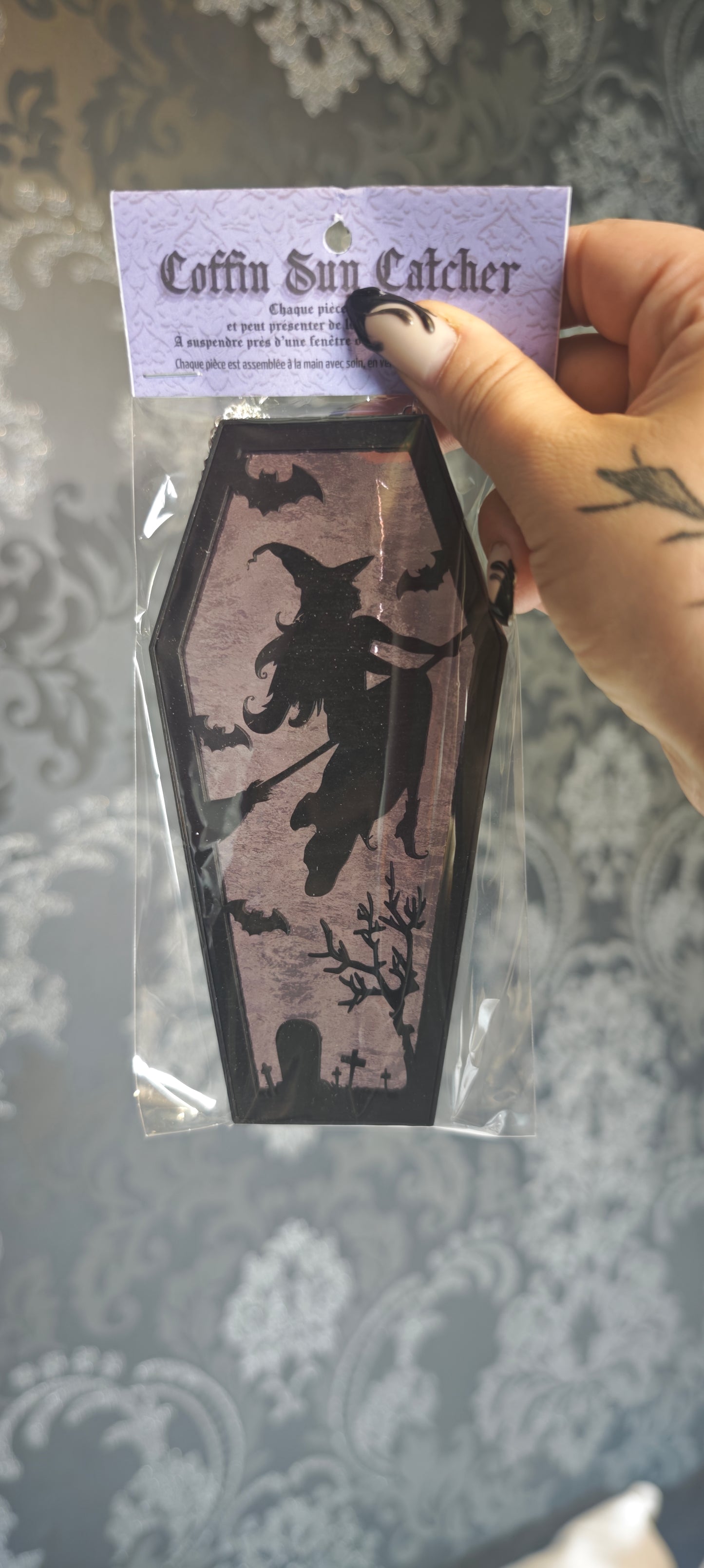 Cercueil verre sorcière lilas