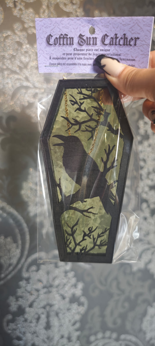 Cercueil verre corbeau verre tilleul
