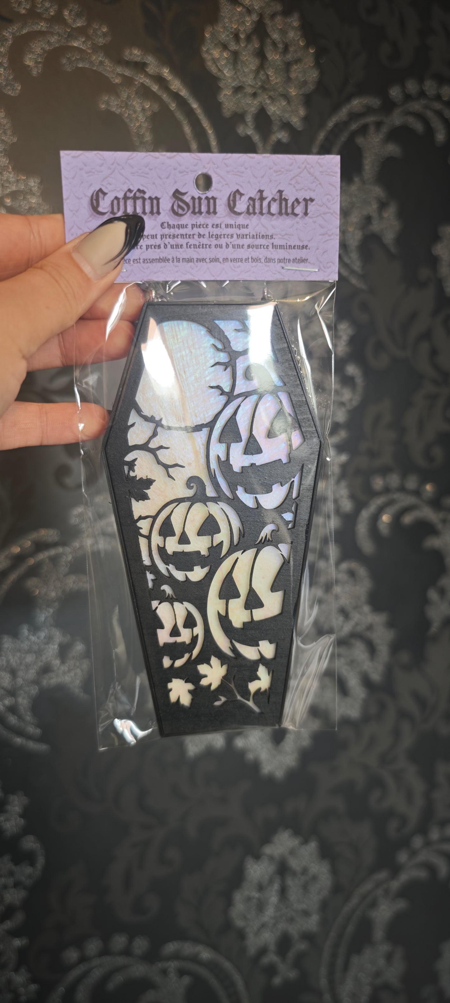 Cercueil verre citrouille blanc holographique