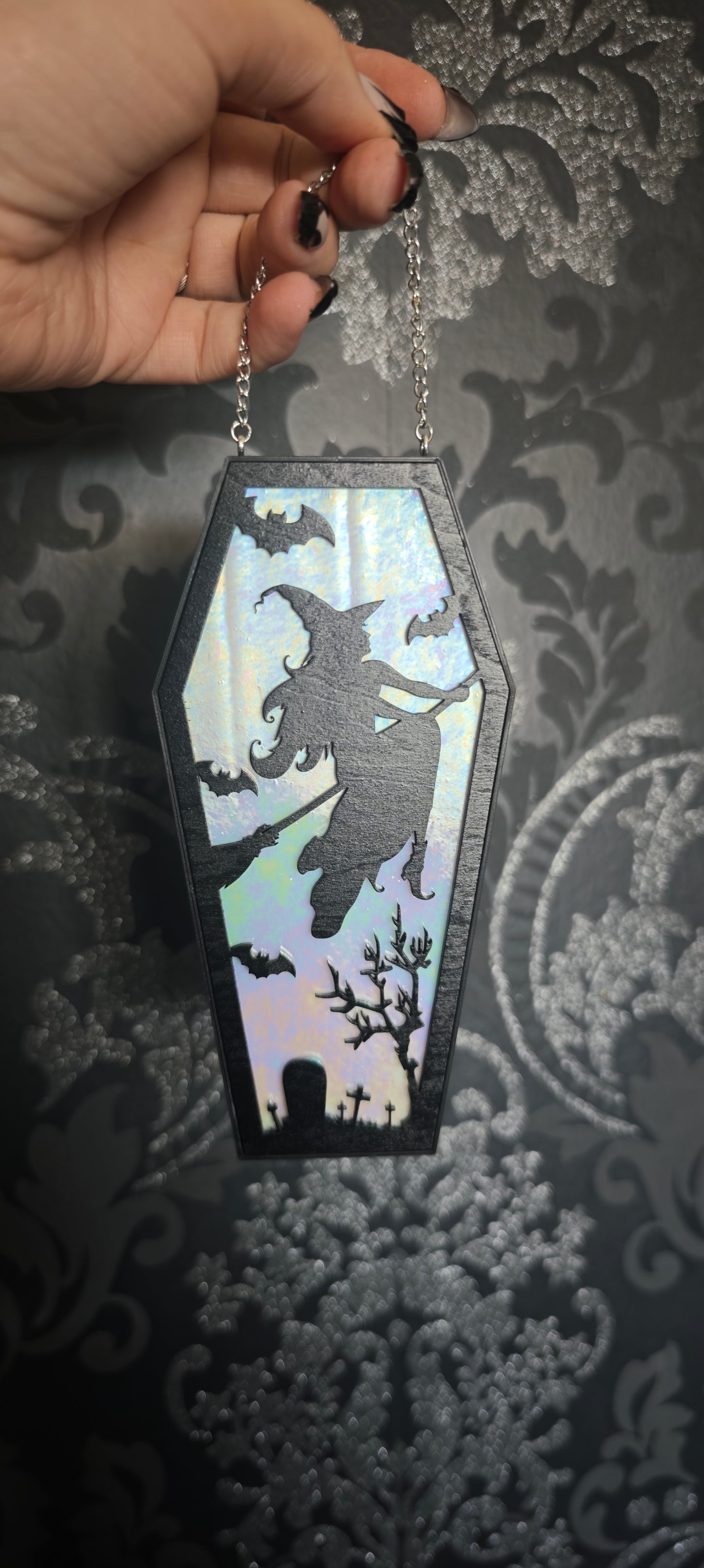 Cercueil verre sorcière blanc multichrome