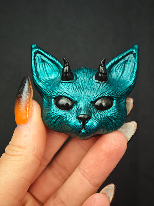 Magnet Evil cat turquoise