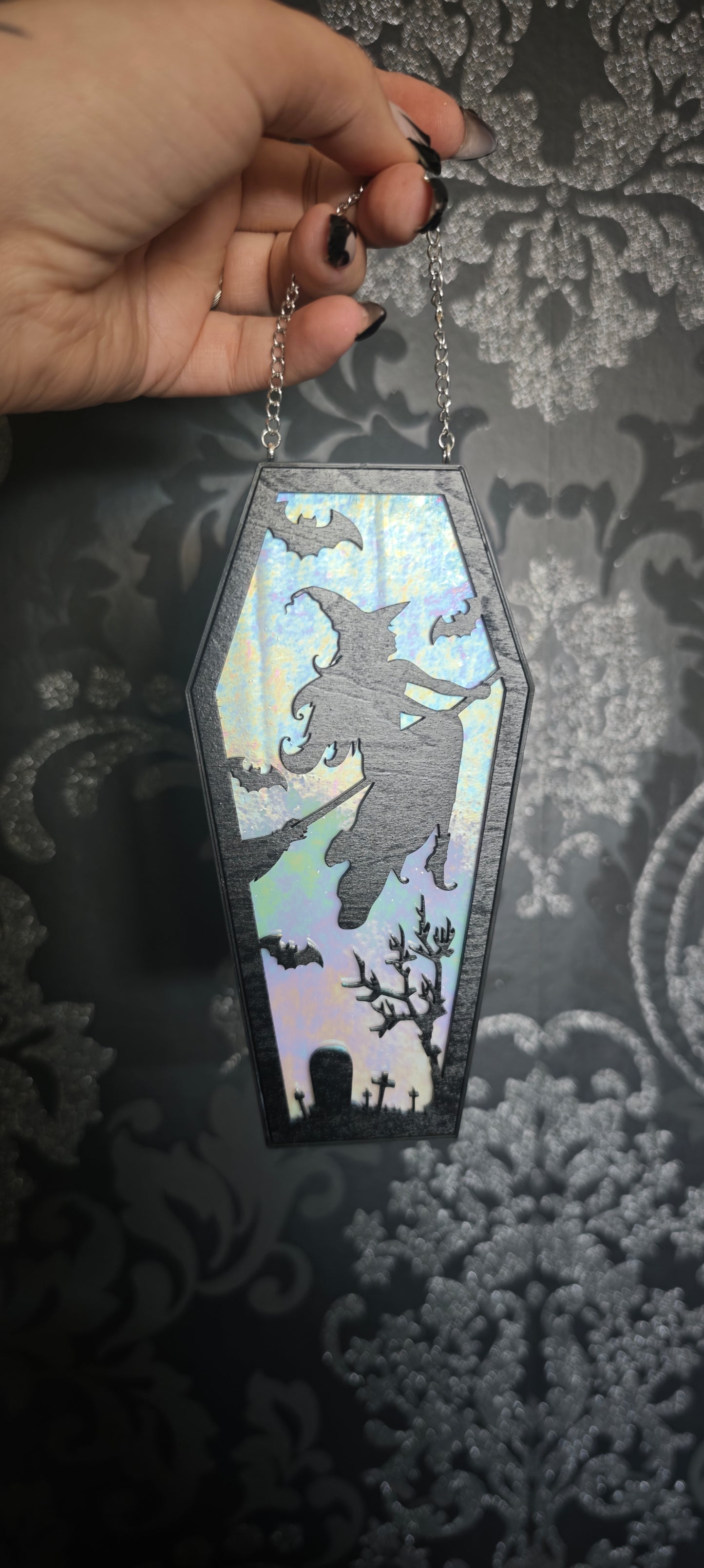 Cercueil verre sorcière blanc multichrome