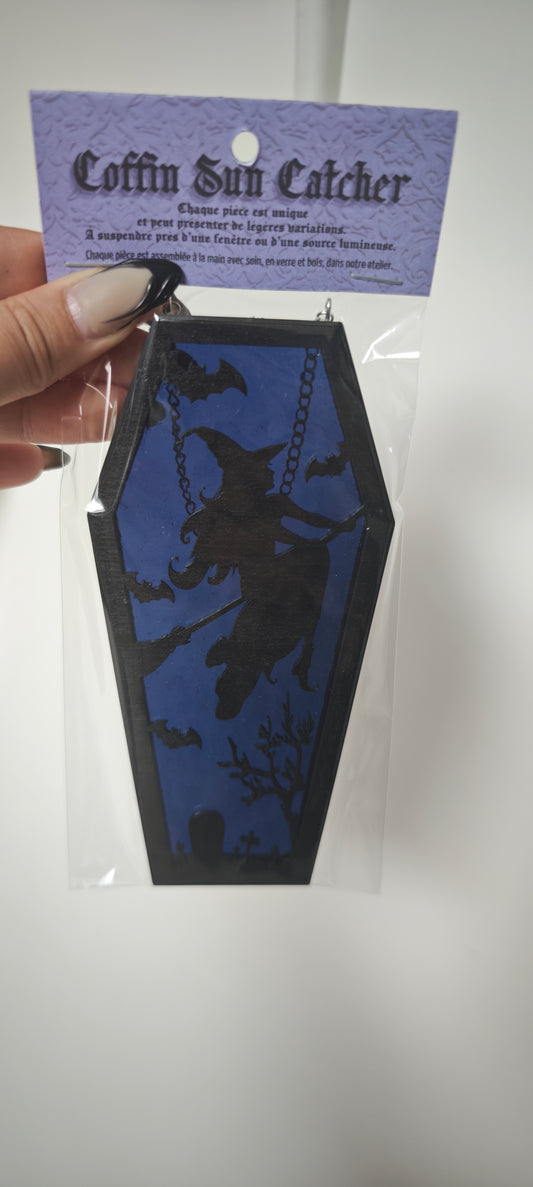 Cercueil verre sorcière bleu nuit