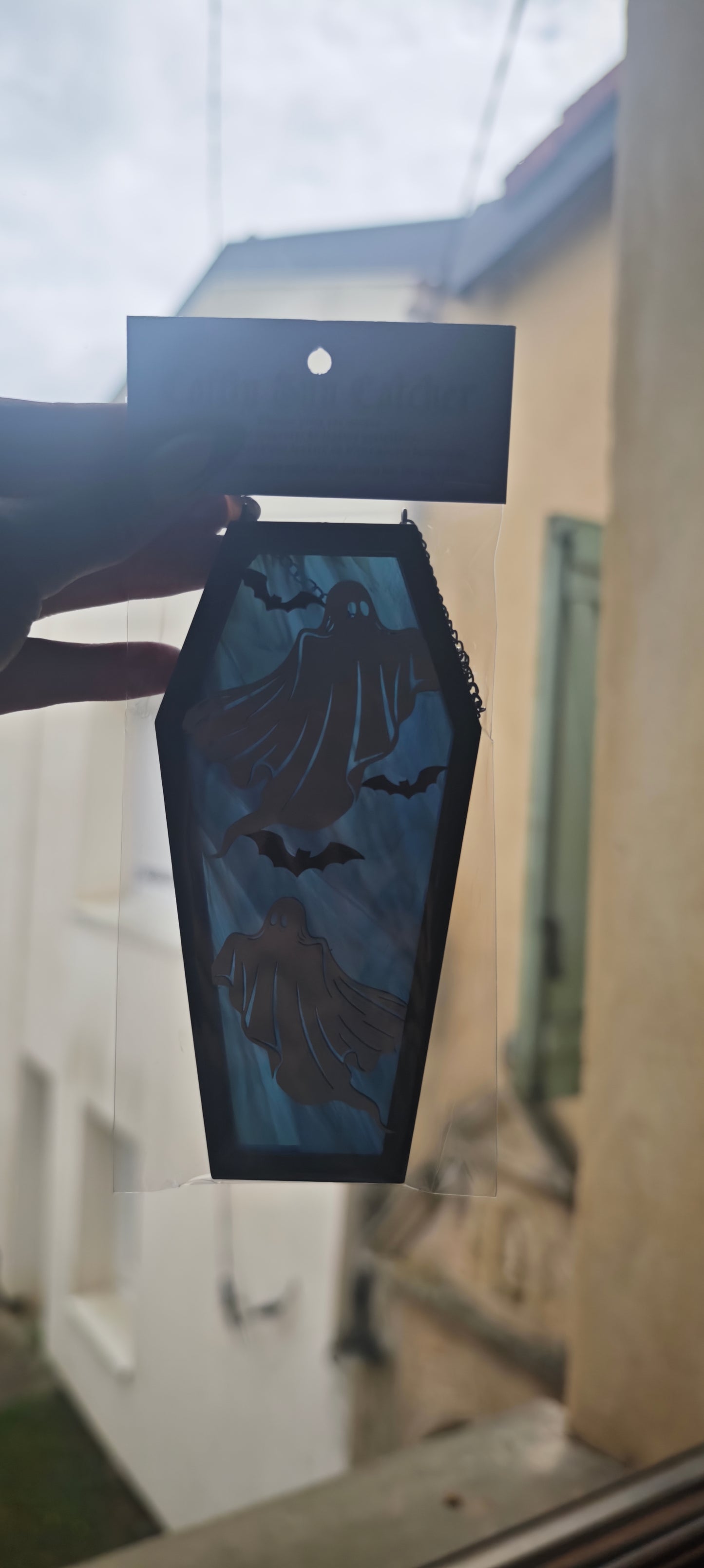 Cercueil verre fantômes bleu marbré