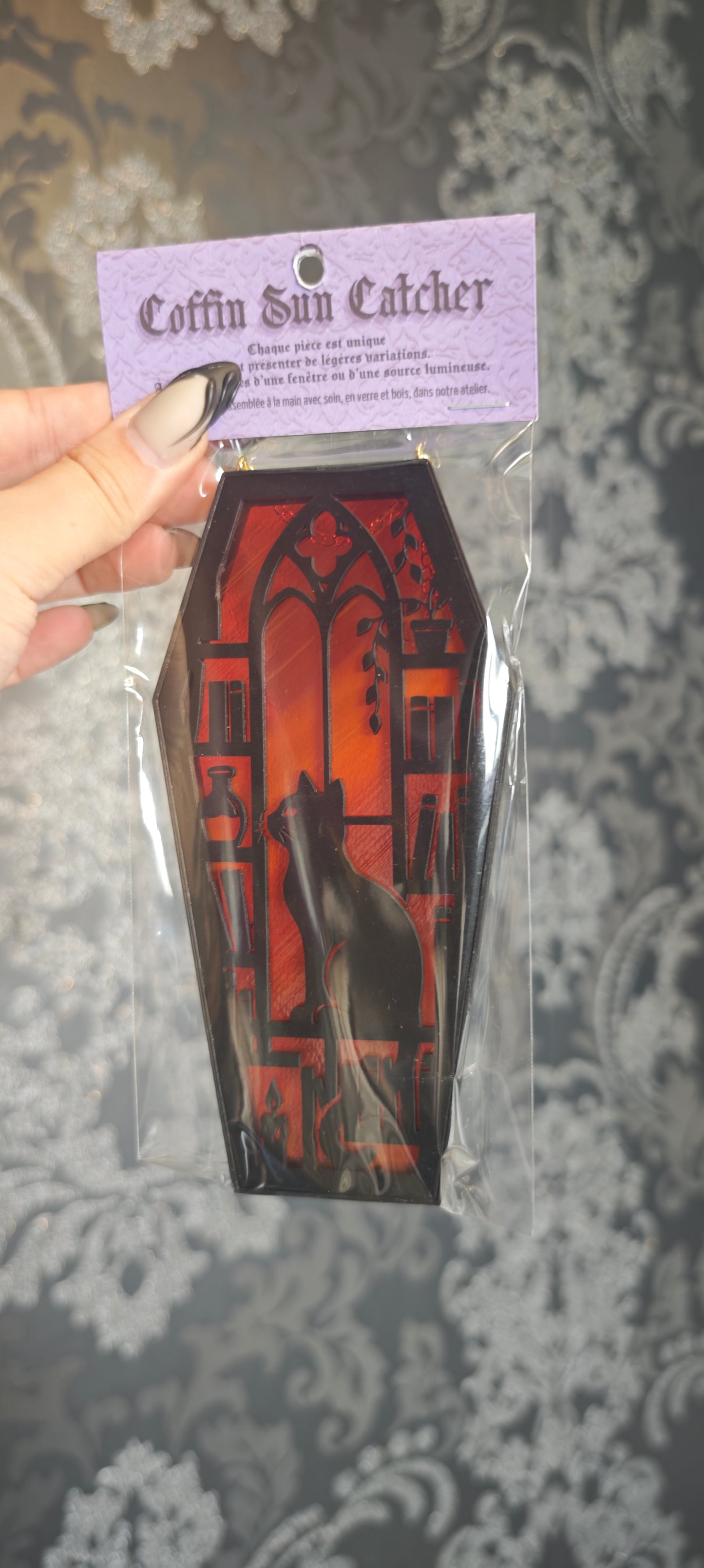 Cercueil verre chat rouge