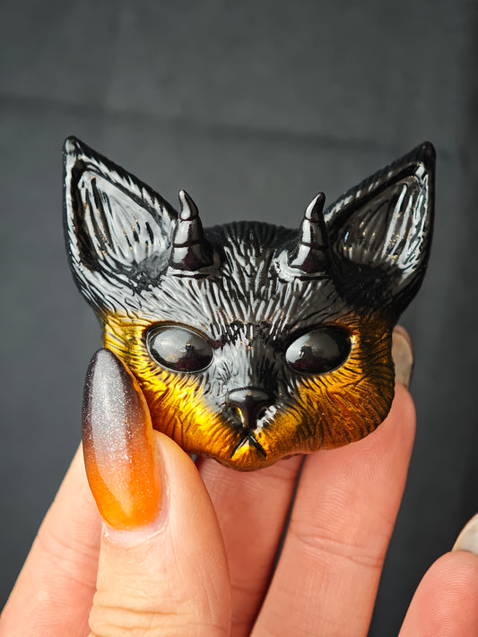 Magnet Evil cat noir doré