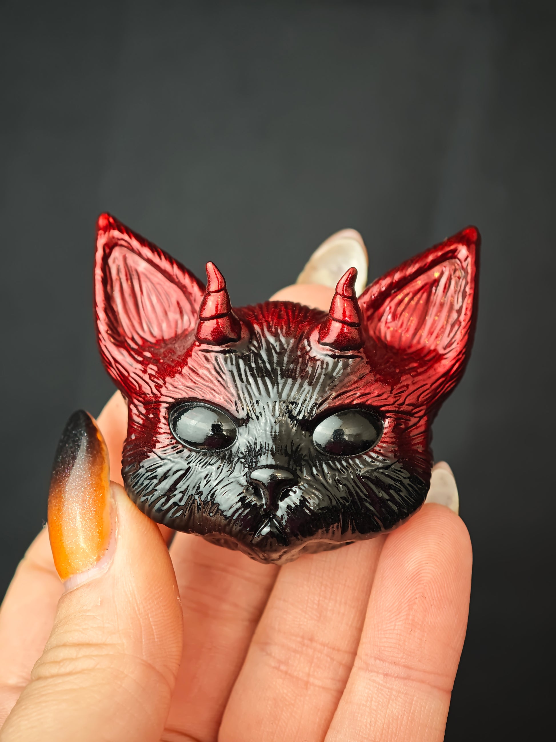 Feline Rouge Magnet Evil cat rouge noir 1 – douceursmacabres