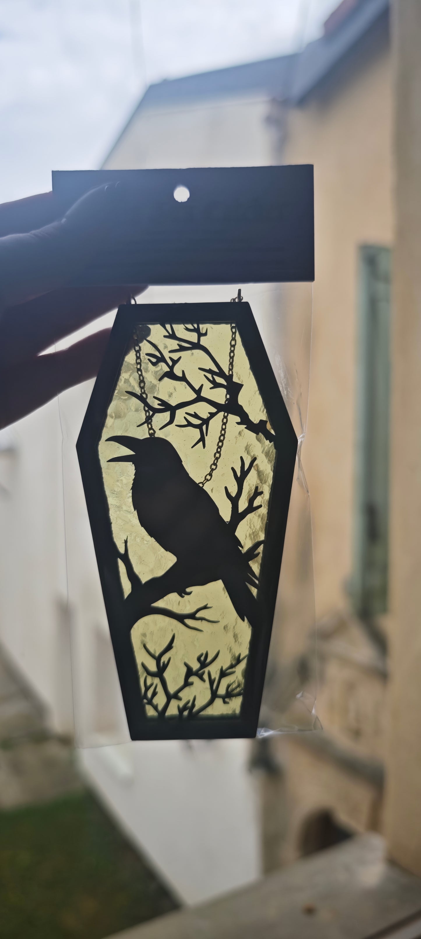Cercueil verre corbeau verre tilleul
