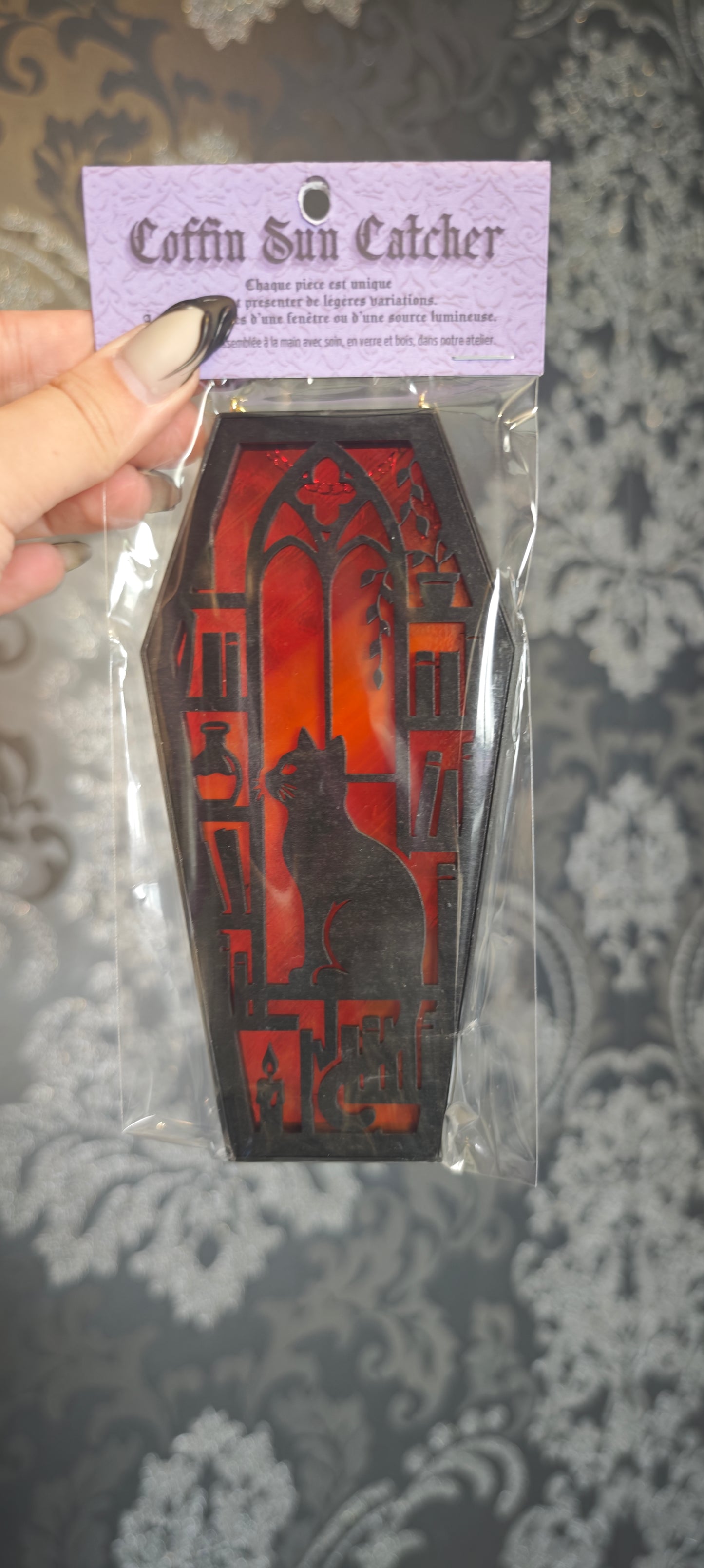 Cercueil verre chat rouge
