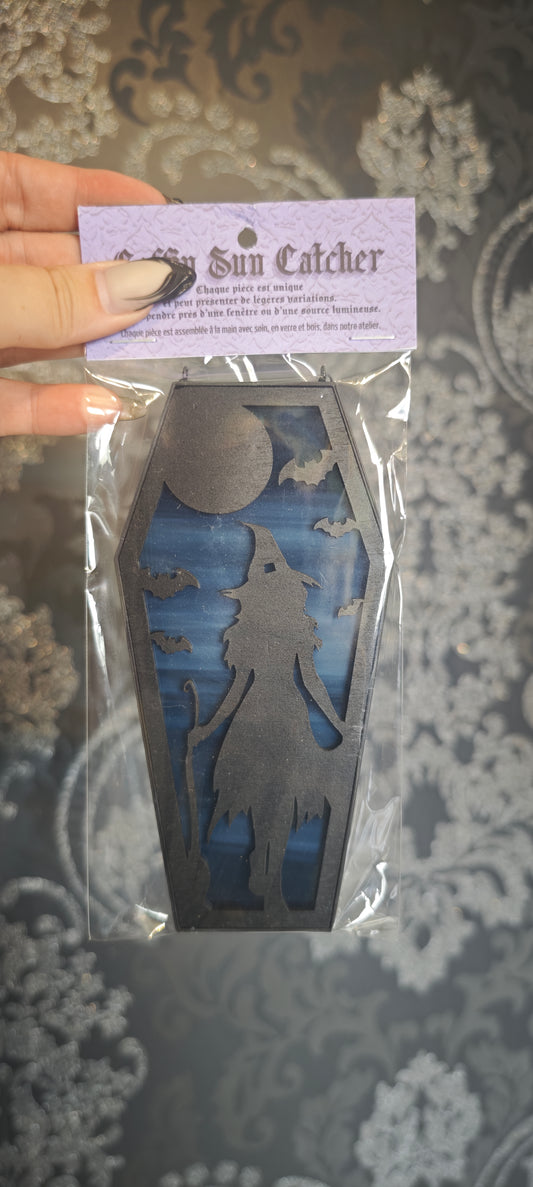 Cercueil verre sorcière bleu marbré