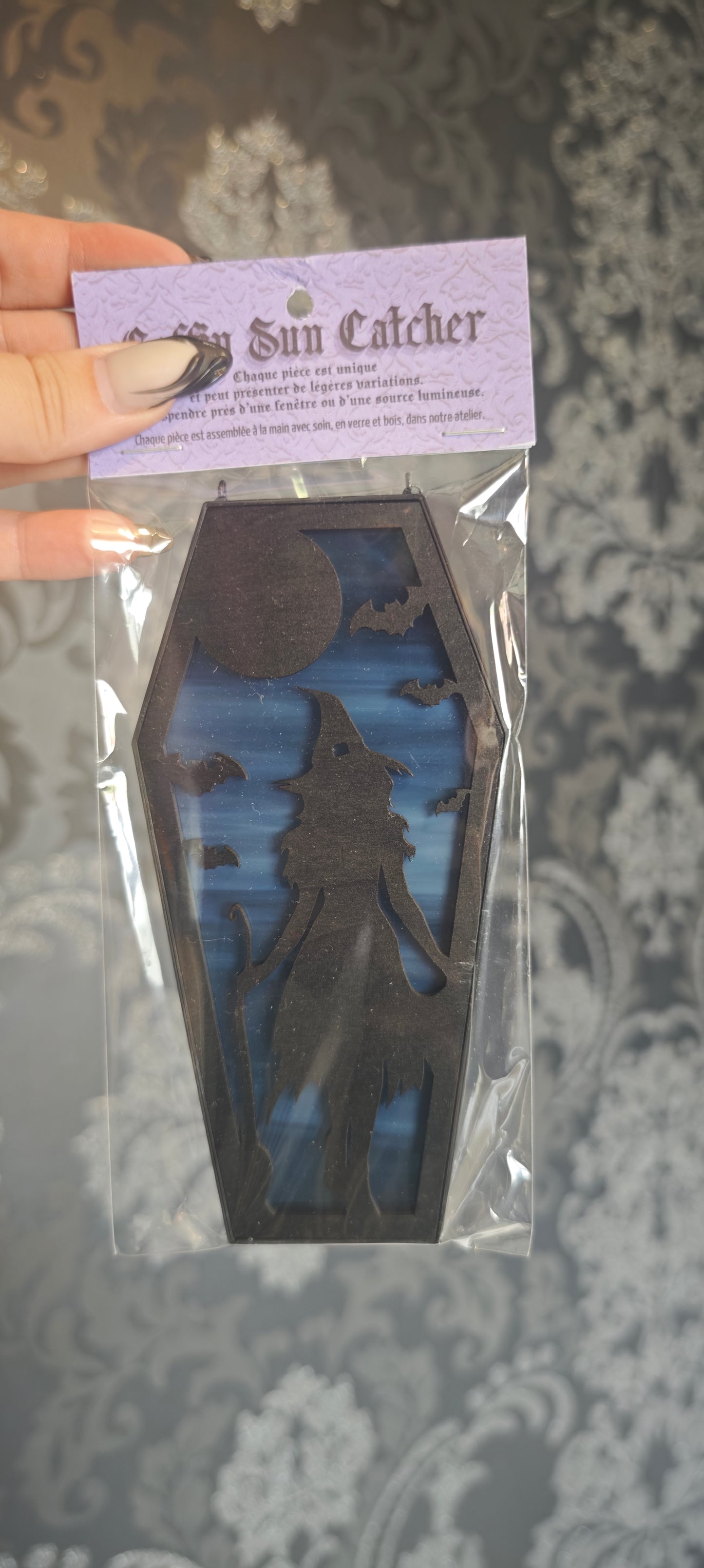Cercueil verre sorcière bleu marbré