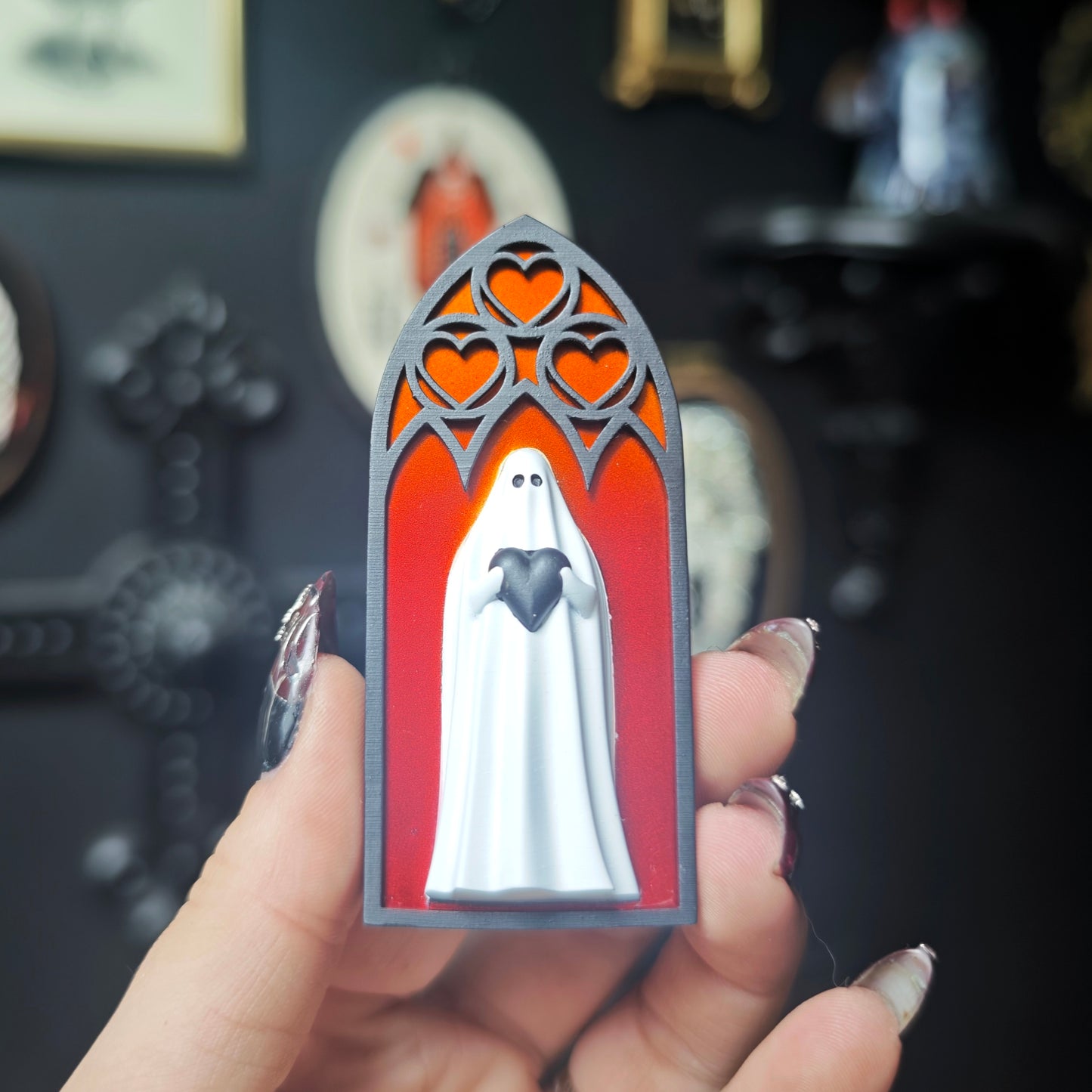 Magnet fantôme cathédrale dégradé rouge orange arche coeur