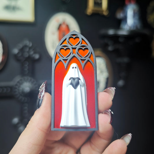 Magnet fantôme cathédrale dégradé rouge orange arche coeur