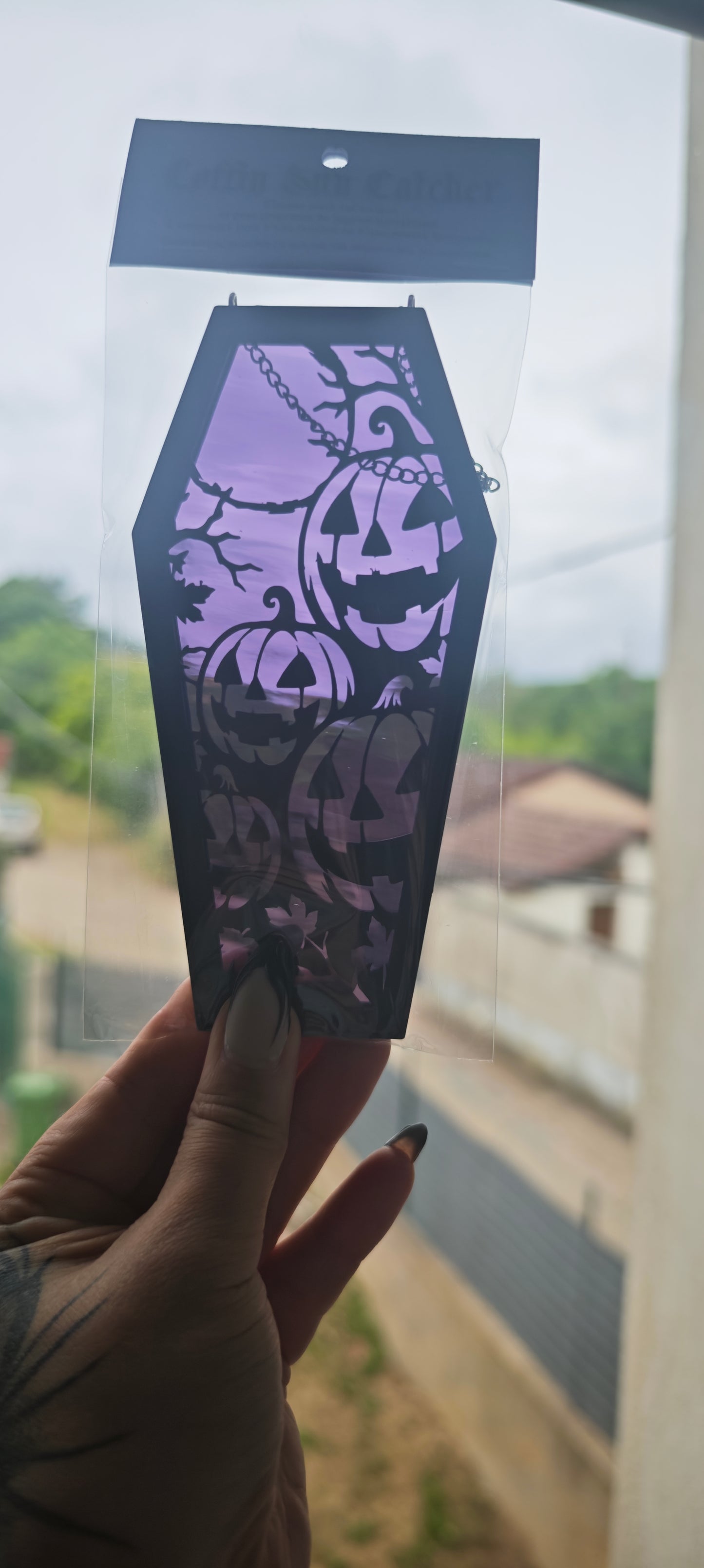 Cercueil verre citrouille violet