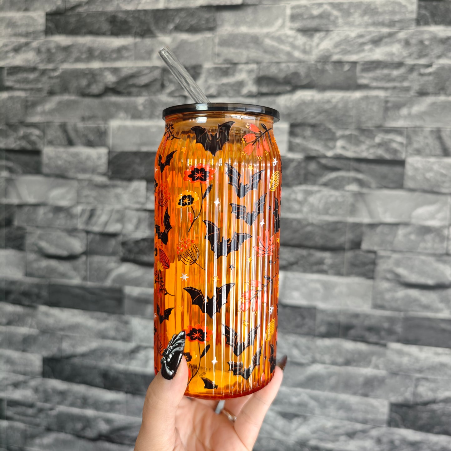 Verre Halloween couvercle + paille